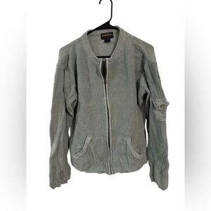 Woolrich Light Blue Zip Up Knit Cardigan sweater
